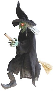 Hanging Green Faced Witch on Broom
