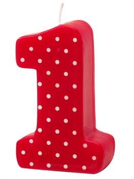 #1 Red Polka Dot Candle 3”H