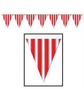 Red Striped Pennant Banner 10" H x 12'