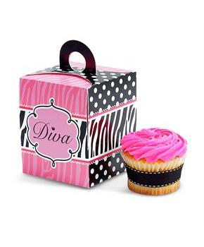 Diva Zebra Print Cupcake Boxes
