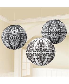 Black Damask Paper Lanterns