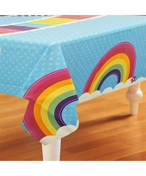 Rainbow Wishes Plastic Tablecover 54" high x 108" wide