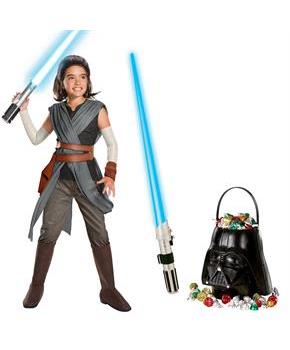 Star Wars Episode VIII: The Last Jedi - Super Deluxe Girl's Rey Costume and Lightsaber Bundle