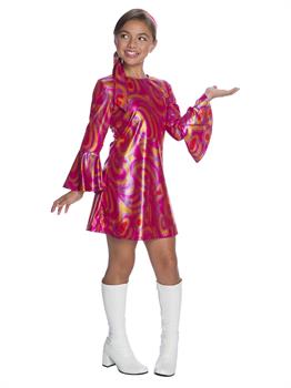 Girls Fuschia Swirl Disco Diva Costume