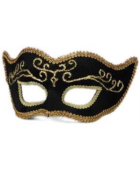Black With Gold Trim Half Mask