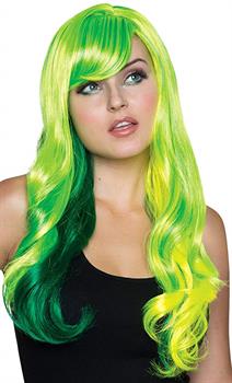 Yellow and Green Fancy Womens Wig