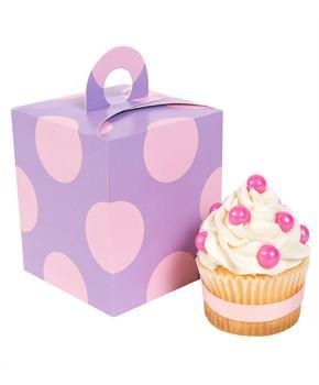 Lavendar with Pink Dots Cupcake Boxes