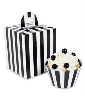 Black & White Striped Cupcake Boxes