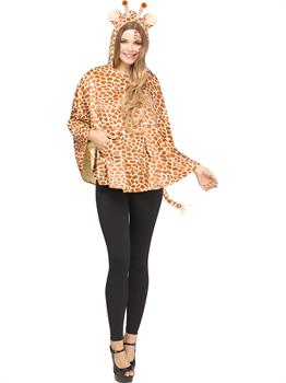 Womens Giraffe Hooded Poncho Costume