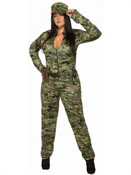 Sexy Army Jumpsuit And Hat - Plus Costume