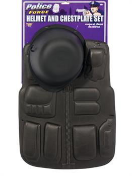Police Helmet And Chest Plate Set