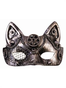 Steampunk Masks - Cat Eye w/Gears Silver