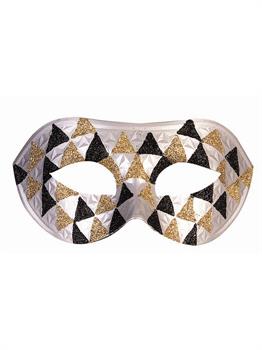 Silver Gold And Black Checkered Half Mask