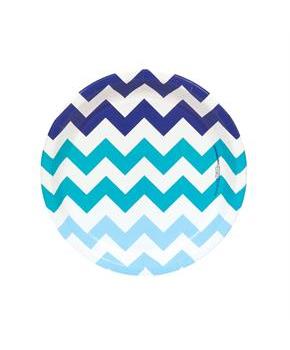 Chevron Blue Dessert Plates 