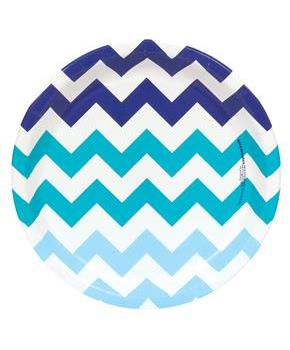 Chevron Blue Dinner Plates 