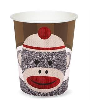 Sock Monkey Red 9 oz. Paper Cups 