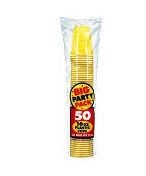 Yellow Sunshine Big Party Pack 16 oz. Plastic Cups 