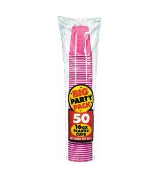 Bright Pink Big Party Pack 16 oz. Plastic Cups 