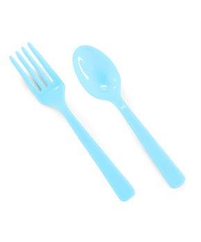 Aqua Blue Forks & Spoons - 8 each
