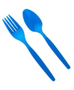 Blue Forks & Spoons - 8 each