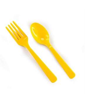 Yellow Forks & Yellow Spoons - 8 each