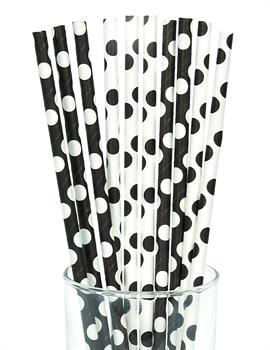 Black and White Dots Straws 