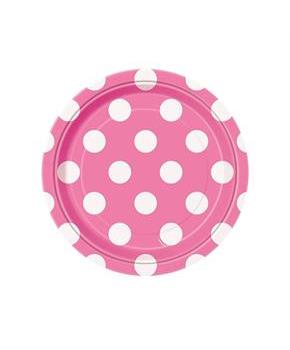 Pink and White Dots- Dessert Plates 