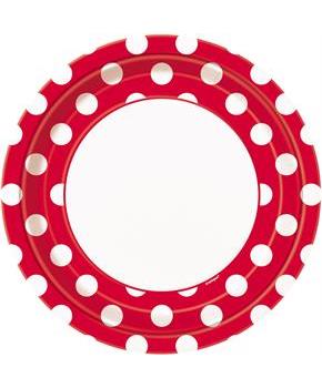 Red and White Dots Dinner Plates