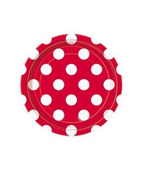 Red and White Dots Dessert Plates 