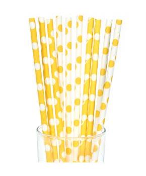 Yellow and White Dot Straws 