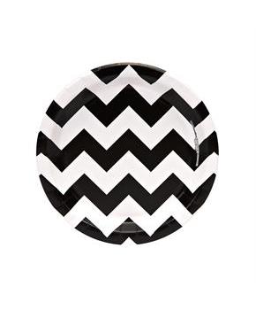 Chevron Black Dessert Plates 
