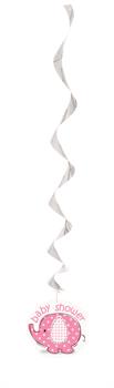 Umbrellaphants Pink Baby Shower Hanging Swirl Decorations (3)