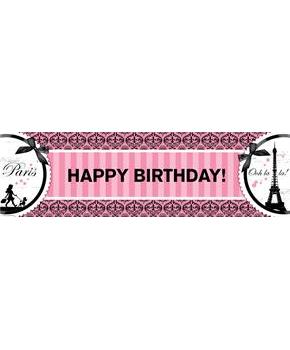 Paris Damask Birthday Banner