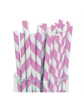 Classic Pink and White Striped Paper Straws