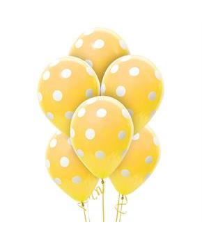 Gold and White Dots Latex Balloons