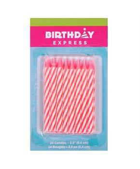 Pink Stripe Birthday Candles 