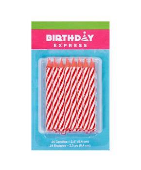 Red Stripe Birthday Candles 