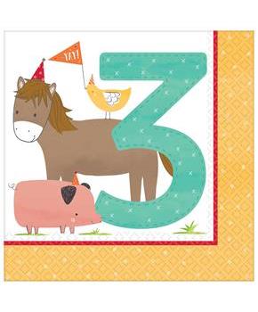 Barnyard 3rd Birthday Lunch Napkins (16)
