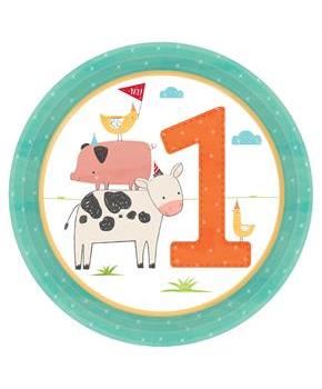 Barnyard Birthday 1st Birthday Dessert Plates (8)