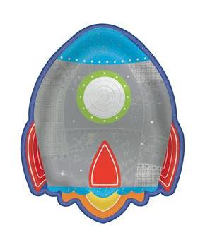 Blast Off Birthday Rocket Shaped Plates (8)