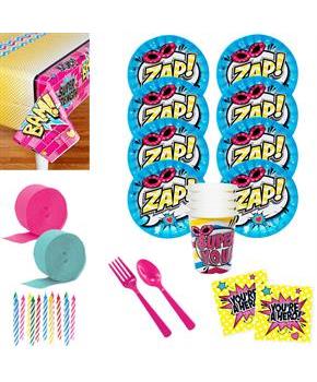 Superhero Girl Deluxe Tableware Kit (Serves 8)