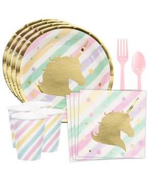 Unicorn Sparkle Standard Tableware Kit (Serves 8)