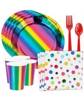 Metallic Rainbow Standard Tableware Kit (Serves 8)