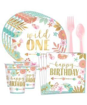 Boho 1st Birthday Girl Standard Tableware Kit (Ser