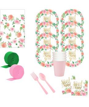 Floral Baby Shower Deluxe Tableware Kit (Serves 8)