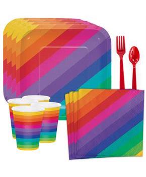 Rainbow Party Standard Tableware Kit (Serves 8)