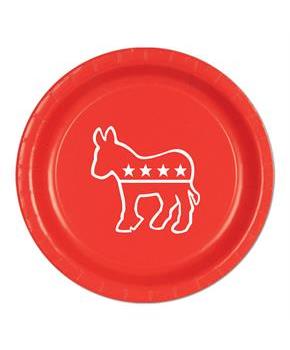 Red Democratic Plates(8 Pack)