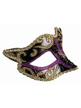Gold & Purple Eye Mask with Ribbon Tie