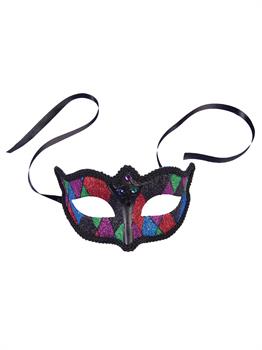 Geometric Carnival Eye Mask with Ribbon Tie