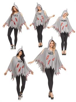 Adults Interchangable Shark Bit Poncho Costume